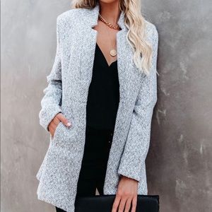 Tweed coat (Tayshia Pocketed Coat - Heather Grey)